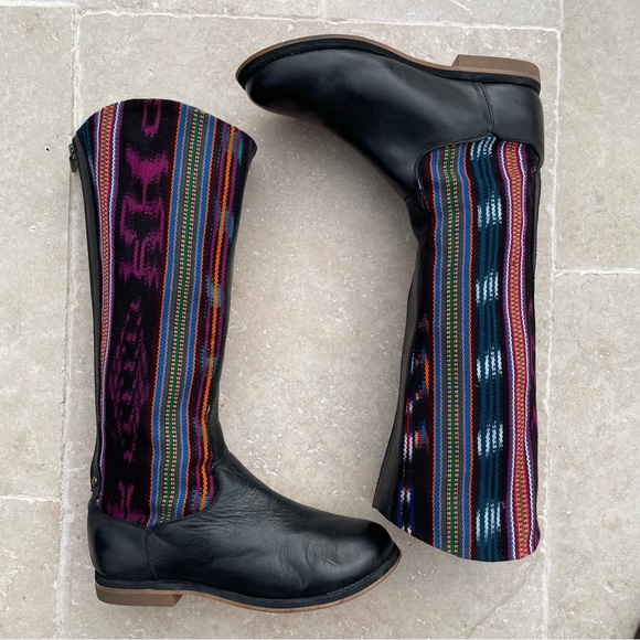 Reef 💦 Tall Black Leather/Canvas Boots Sz 6 - Picture 6 of 15